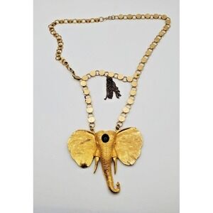 Hobe‎ Signed Elephant Necklace Goldtone Designer Elephant And Chain